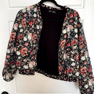 Zara Floral Printed Bomber Jacket